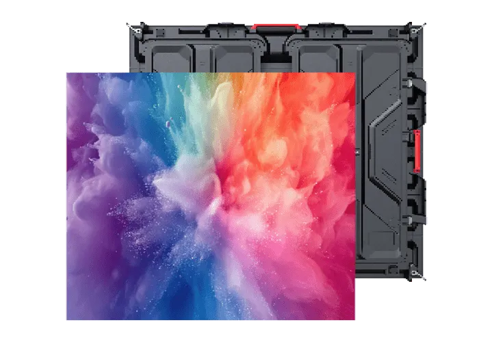 Modular LED panel with colourful powder artwork and rear cabinet